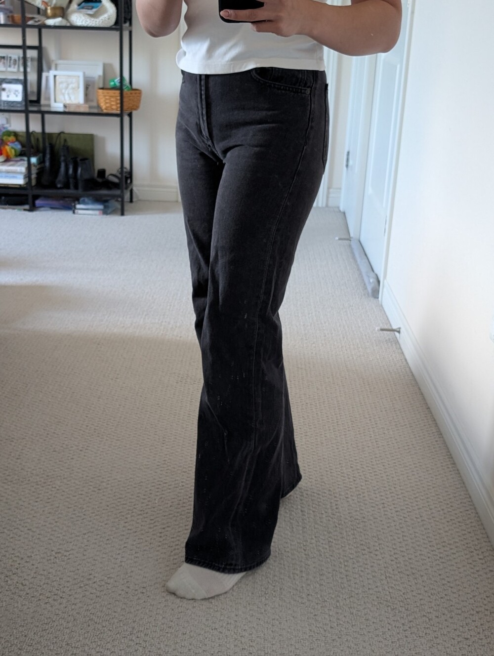 Denim Forum - Washed Black Denim Flare Jeans - Size 25